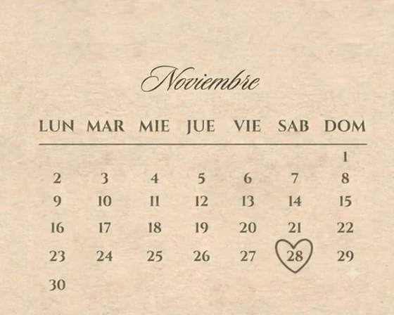 Calendario de noviembre 2026 con el 28 marcado