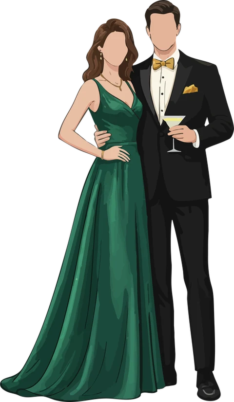 Ilustración de pareja en traje formal